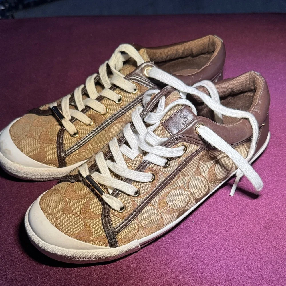 Coach Brown and Cream Sneakers